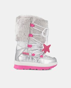 Ботинки для апре-ски для девочек с мехом и звездным принтом Agatha Ruiz de la Prada, серебро