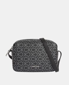Маленькая черная сумка через плечо с монограммой Calvin Klein, черный