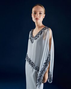 Длинное платье с накидкой El Corte Inglés, светло-серый