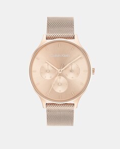 Timeless 25200102 Многофункциональные женские часы с розовой стальной сеткой Calvin Klein, розовый