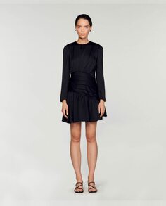Короткое драпированное платье Sandro, черный