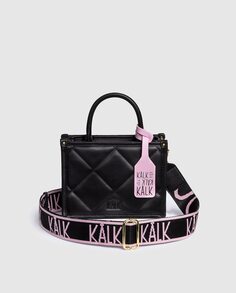 Женская черная сумка через плечо с этикеткой Kalk, черный