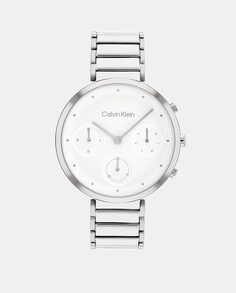 Минималистичные многофункциональные стальные женские часы T-BAR 25200282 Calvin Klein, серебро