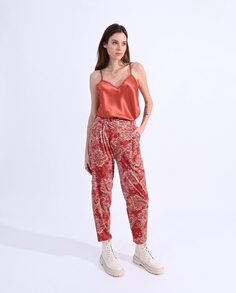 Женские бархатные узкие брюки длиной до щиколотки с принтом Molly Bracken, красный
