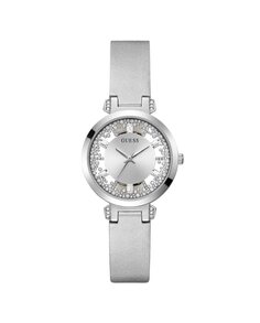 Кристально прозрачные женские часы GW0535L3 из кожи и серебряного ремешка Guess, серебро