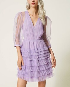 Короткое платье из тюля Twinset, фиолетовый