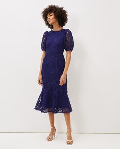 Кружевное платье-миди с короткими рукавами Phase Eight, фиолетовый