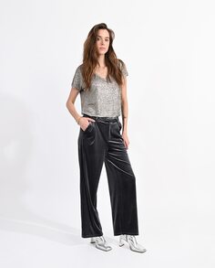 Женские длинные широкие брюки из бархатной ткани Molly Bracken, серый