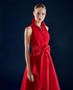 Длинное платье с рубашечным воротником El Corte Inglés, красный