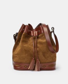 Коричневая кожаная сумка-мешок с ремнями Latouche, коричневый