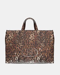 Большая сумка-тоут с леопардовым принтом и логотипом Liu Jo, коричневый