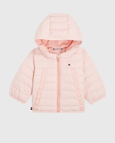 Утепленное пальто с капюшоном для девочки Tommy Hilfiger, розовый