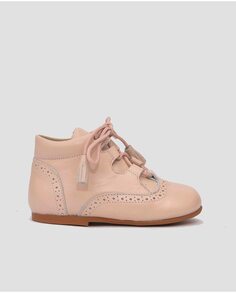 Английские детские туфли из розовой кожи с кружевной застежкой Mr. Mac Shoes