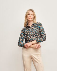 Женская рубашка с длинным рукавом и принтом листьев Lasserre, бирюзовый