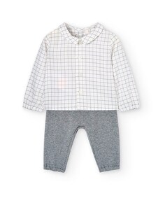 Baby Boy Set с рубашкой с длинными рукавами и брюками Boboli, темно-серый