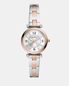 Двухцветные женские часы Carlie ES5201 из стали Fossil, мультиколор