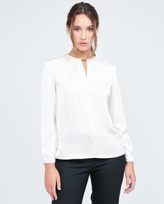 Женская рубашка с длинными рукавами и V-образным вырезом Calvin Klein, бежевый