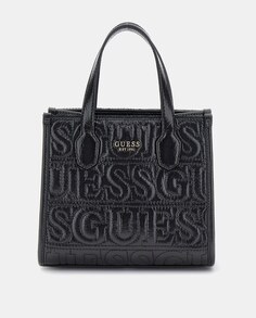 Черная маленькая сумка-тоут с логотипом Silvana Guess, черный