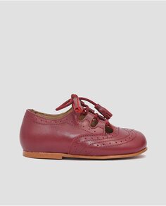 Английские детские туфли из бордовой кожи с кружевной застежкой Mr. Mac Shoes, бордо