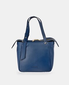 Кожаная сумка-тоут среднего размера с застежкой-молнией и съемным ремнем через плечо Guy Laroche, синий