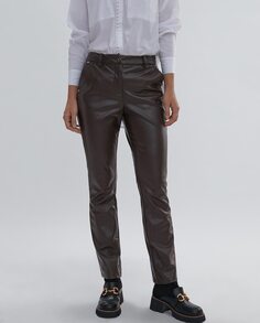 Женские прямые брюки с боковыми карманами и застежкой на пуговицы Lola Casademunt, коричневый