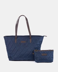 Темно-синяя стеганая сумка-тоут со съемной сумочкой Barbour, темно-синий