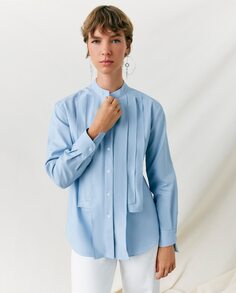 Женская рубашка с длинными рукавами и асимметричными манжетами Maksu, светло-синий