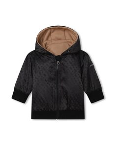 Двусторонняя толстовка для мальчика на молнии и капюшоне BOSS Kidswear, черный