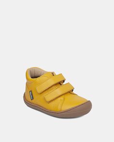 Детские кожаные туфли с усиленным носком и двойной застежкой-липучкой Gorila, желтый