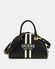 Большая черная овальная сумка-тоут Mildred с принтом логотипа Guess, черный