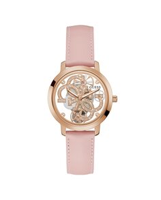 Женские часы Quattro Clear GW0383L2 из кожи с розовым ремешком Guess, розовый