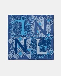 Большой шарф синего цвета с соответствующим принтом-логотипом Naulover, синий