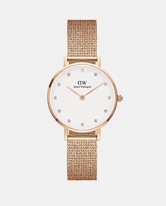 Petite-Lumine Pressed DW00100528 Женские часы с розовой стальной сеткой Daniel Wellington, розовый
