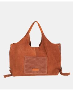 Большая коричневая кожаная сумка-тоут с магнитной застежкой Volum, коричневый