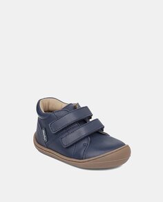 Детские кожаные туфли с усиленным носком и двойной застежкой-липучкой Gorila, темно-синий