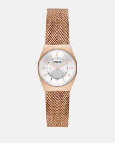 Экологичные женские часы Grenen Lille SKW3035 из розового золота со стальной сеткой Skagen, розовый