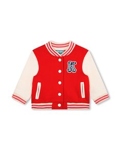 Куртка для девочки с вышивкой на спине и ребристой отделкой Kenzo, красный