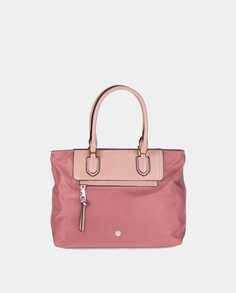 Большая розовая нейлоновая сумка-тоут с деталями из лакированной кожи Volum, розовый