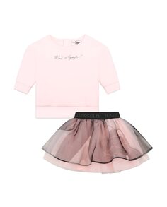 Комплект из свитера и тюлевой юбки для девочки Karl Lagerfeld, розовый
