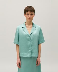 Атласная женская рубашка с коротким рукавом Claudie Pierlot, светло-зеленый