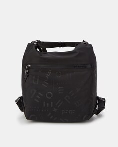 Большой хобо, трансформируемый в черный рюкзак с логотипами Pepe Moll, черный