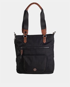 Черная нейлоновая сумка-тоут с двумя передними карманами и съемным ремнем через плечо Volum, черный
