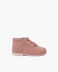 Английские замшевые детские туфли с кружевной застежкой Pisamonas, розовый