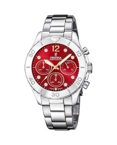 F20603/2 Женские часы Boyfriend со стальным и бордовым циферблатом Festina, серебро