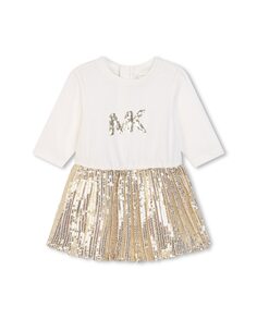Платье для девочки в сочетании с логотипом спереди Michael Kors, золотой