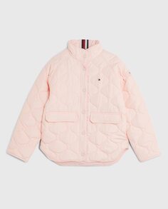 Стеганое пальто на девочку на пуговицах Tommy Hilfiger, розовый