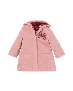 Тканевое пальто-лепесток для девочки с капюшоном Tutto Piccolo, розовый