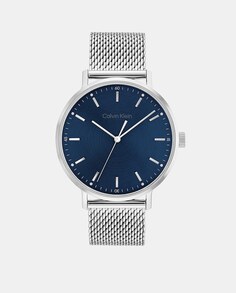 Современные мужские часы 25200045 со стальной сеткой Calvin Klein, серебро