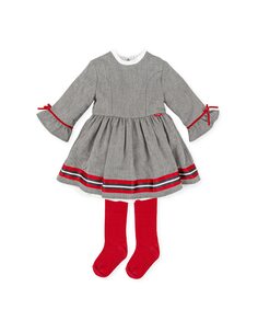 Серое платье для девочки с контрастными лентами Tutto Piccolo, серый