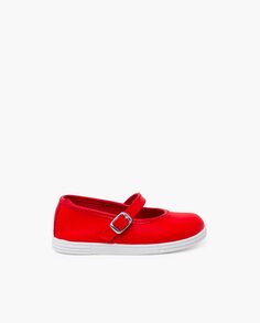 Моющиеся кожаные туфли Мэри Джейн для девочек с пряжкой Pisamonas, красный